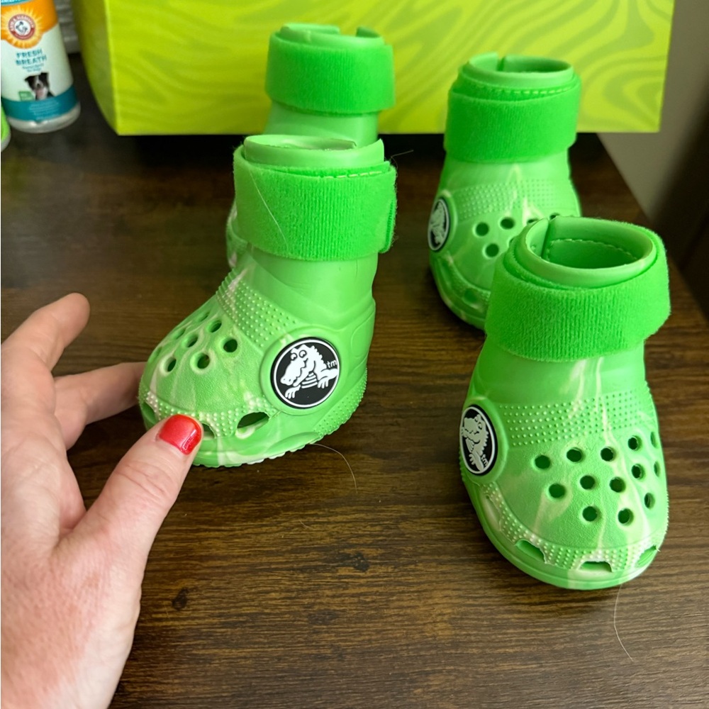 NIB CROCS Neon Green Dog Shoes size Large L